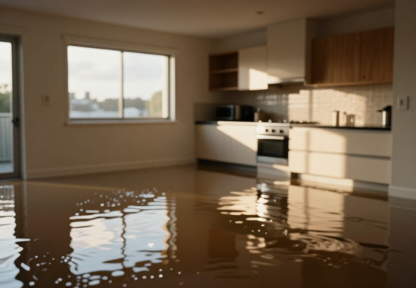 Flooded commercial space in Clareville before cleanup